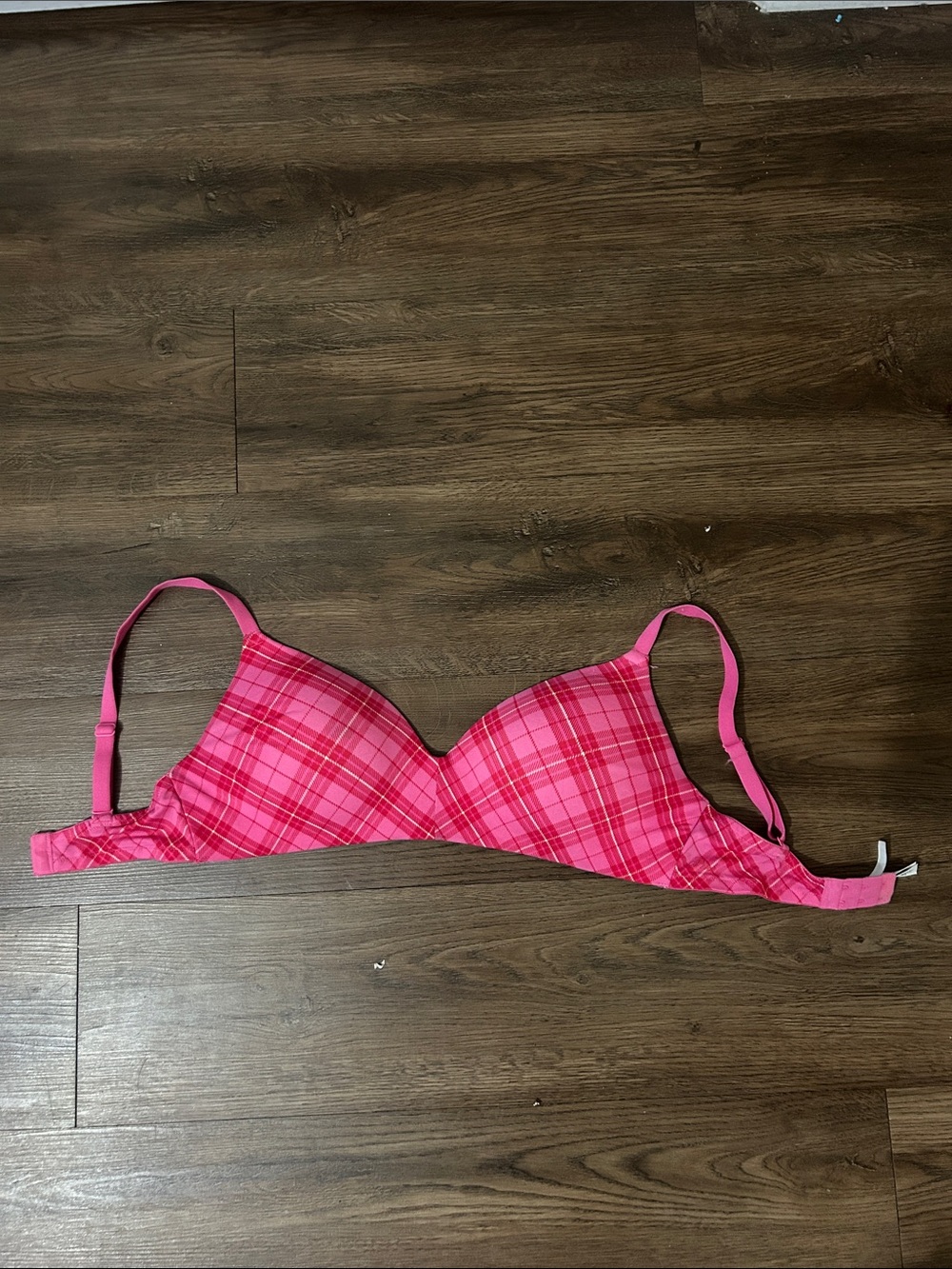 PINK Victoria's Secret Hot Pink Plaid Lightly Padded Bra